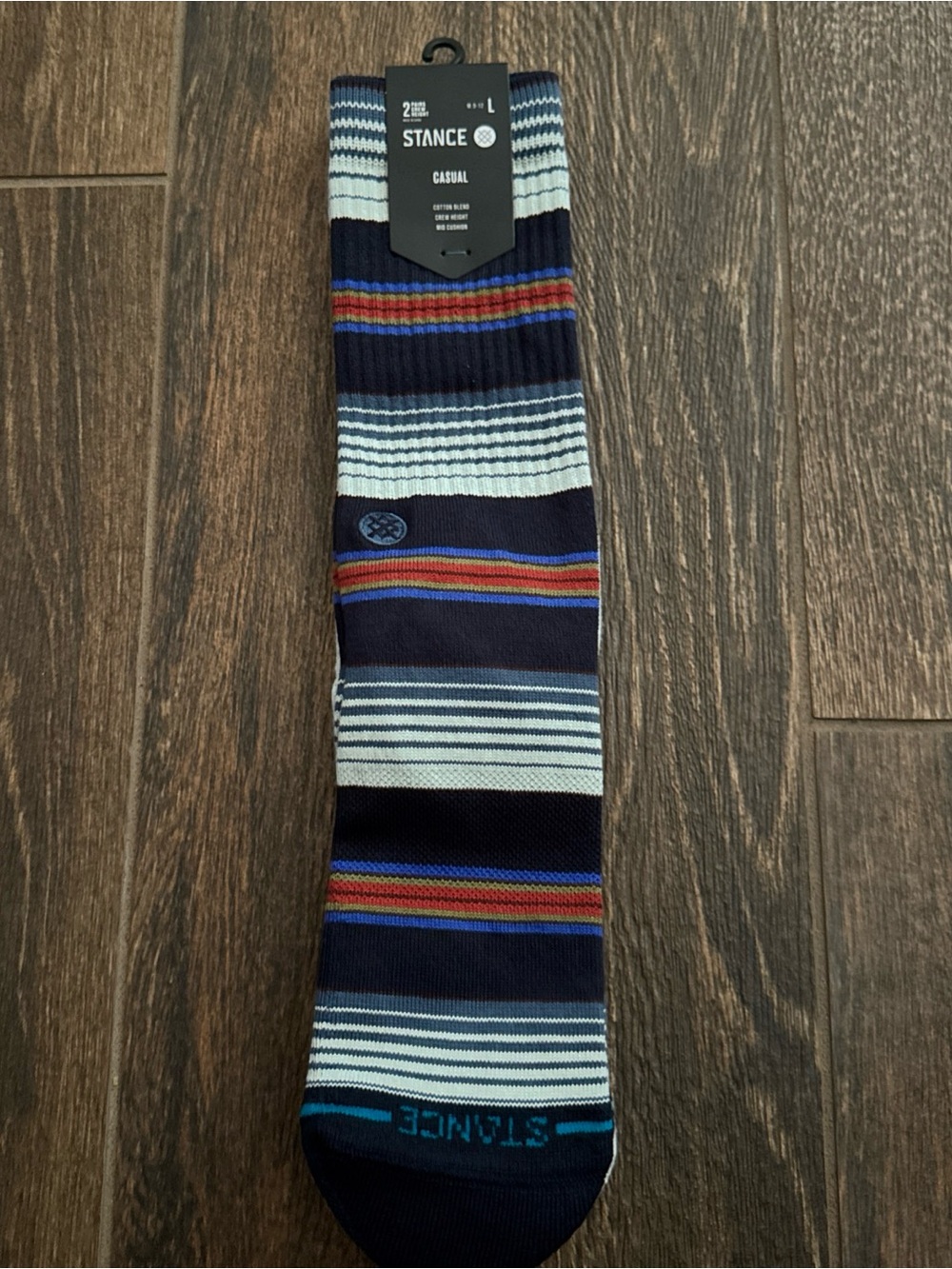 Stance Men's Navy Striped Casual Socks with Multi Accent Colors 2 pk